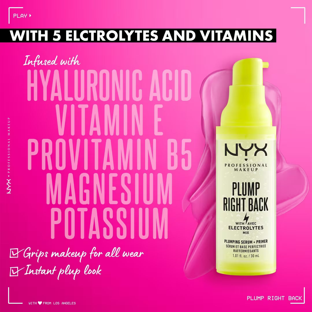 NYX Professional Makeup Pre-Base en Suero Hidratante con Electrolitos Plump Right Back